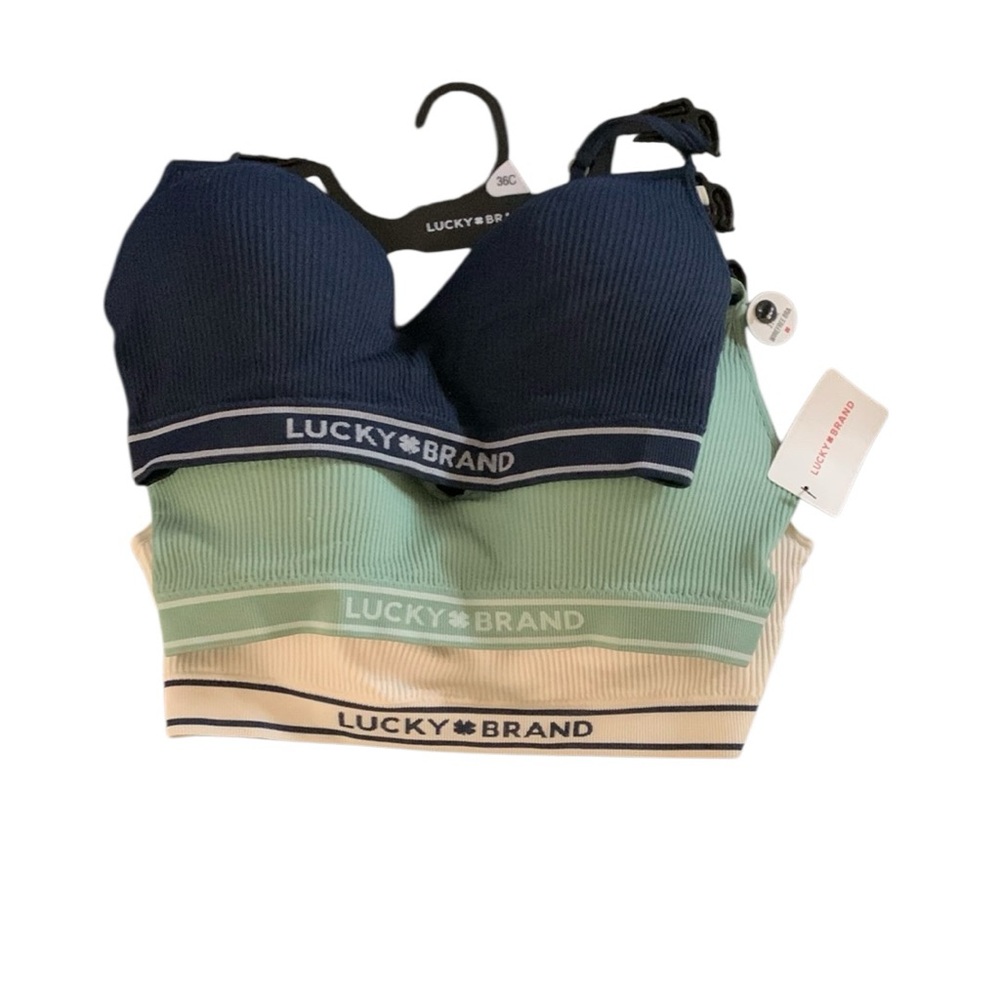 Lucky brand 3 pack seamless comfort crop cami lounge bralettes